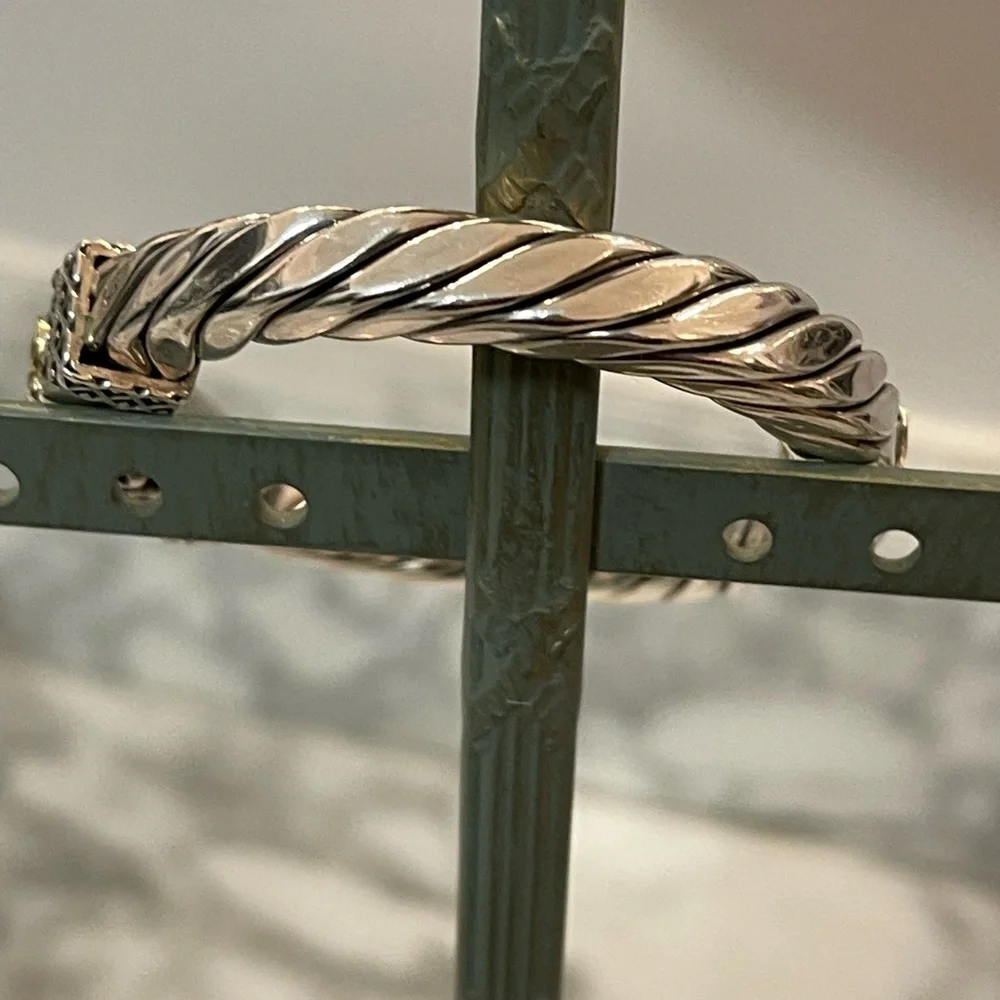 Silpada Rare Sterling Silver & 14k Yellow Gold Bangle Bracelet - Picture 8 of 10